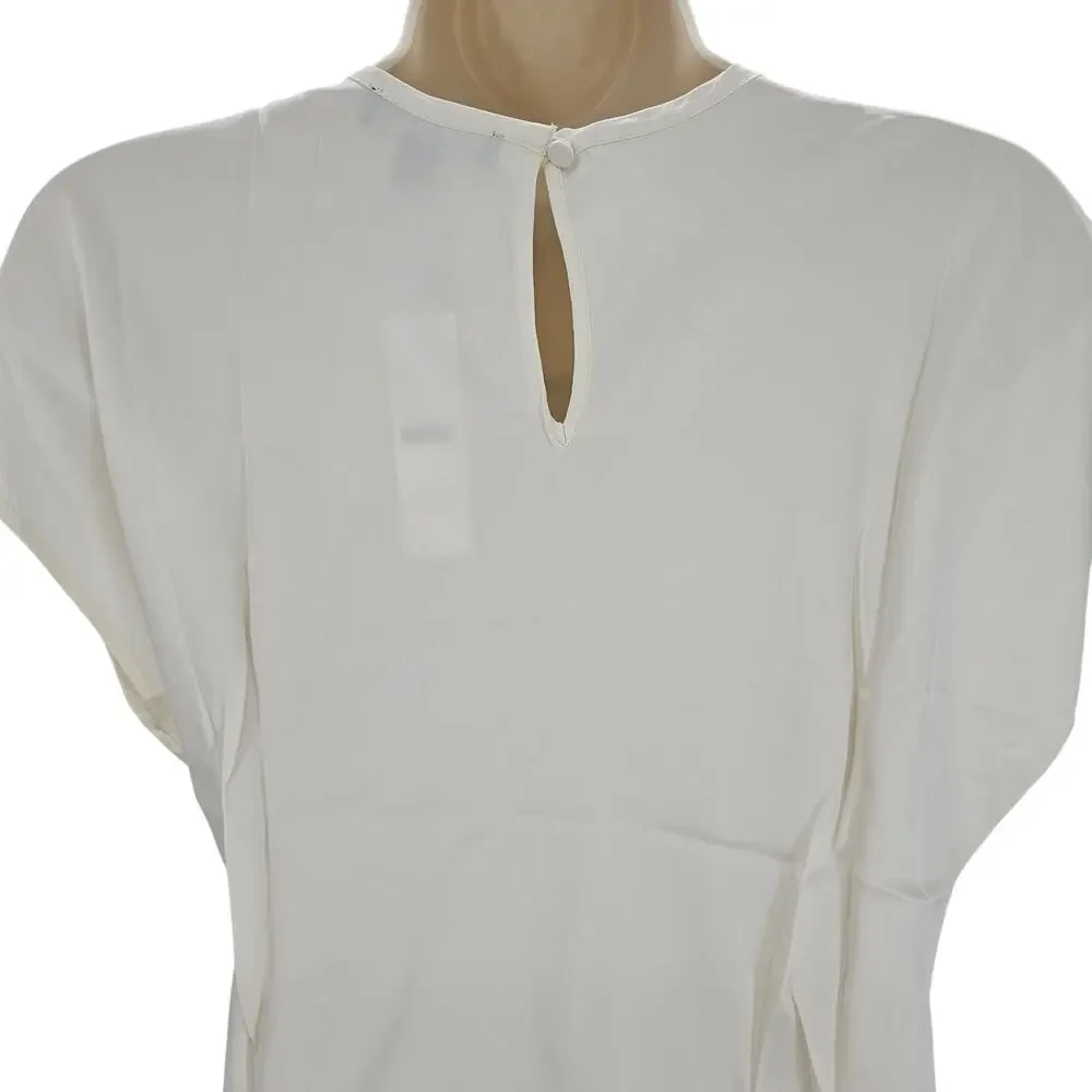 J. Crew Womans size S Drapey Crewneck Satin T-Shirt Top Blouse White CD050 NEW